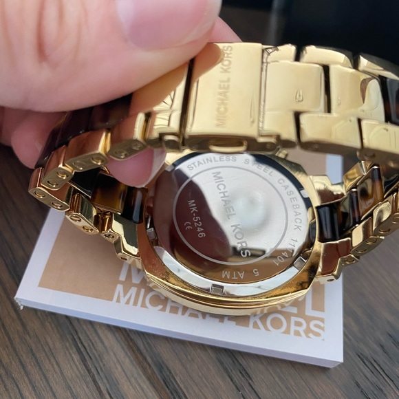 Michael Kora MK-5246 Tortoise Gold Tone Watch - Picture 9 of 9